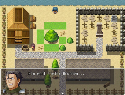 Dialogszene an einem Brunnen neben einem Friedhof